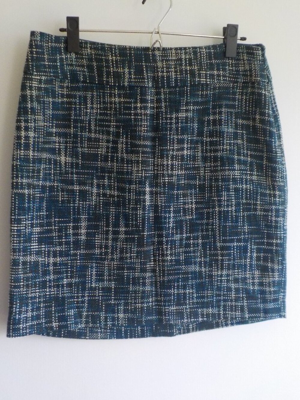 Limited Skirt - Size 8 - Black/Teal/White Tweed-look - Vintage Lined (2263)